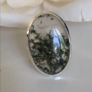 Gorgeous moss agate stone and sterling silver